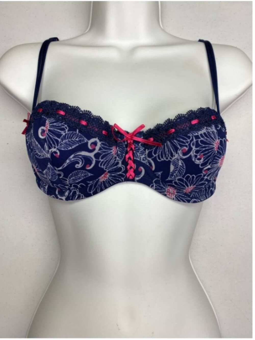 LVR BLU/PNK/WHT Balconette, 34B *P1033